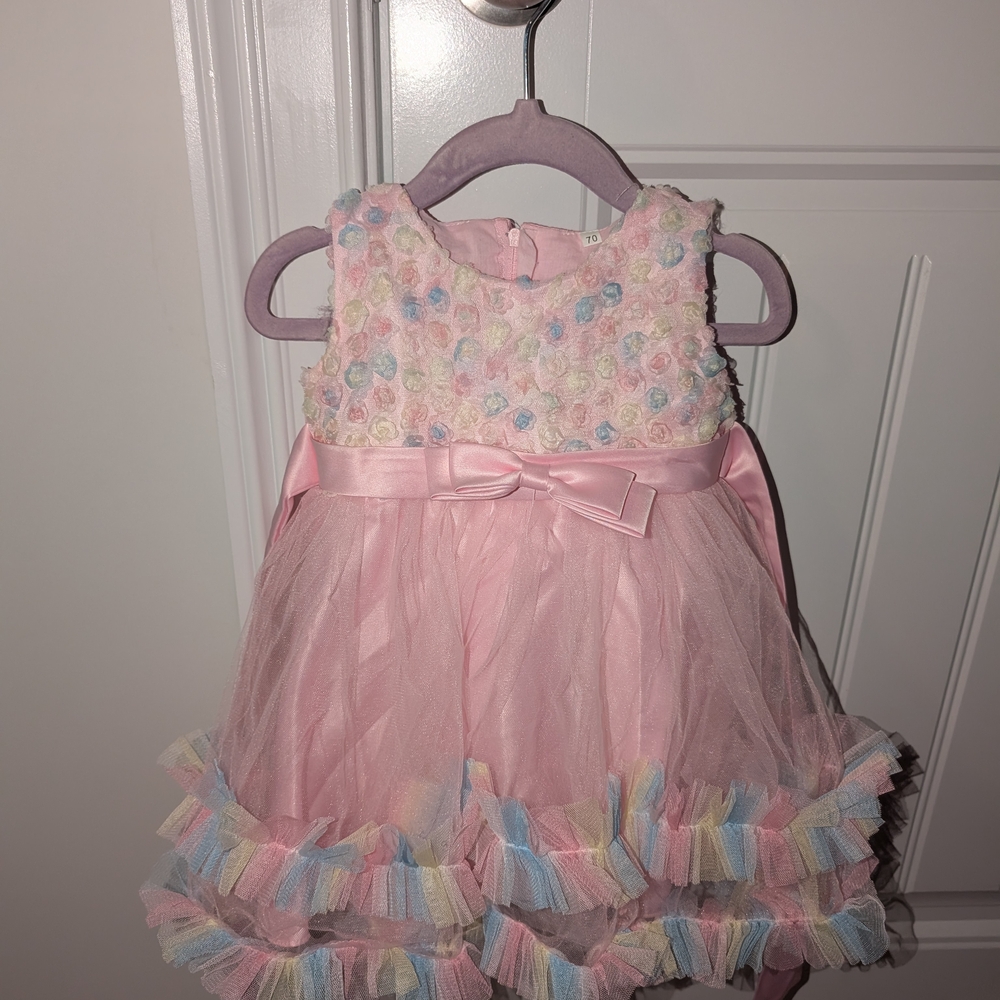 Pink Tulle Dress with Pastel Accents